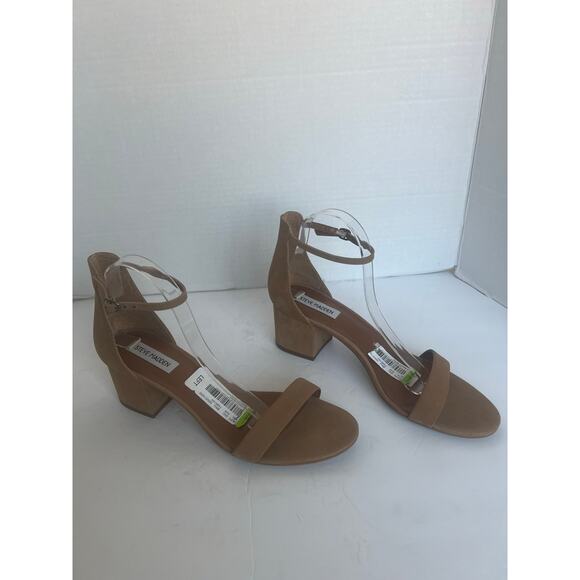 NWT Steve Madden Irenee Tan Leather Ankle Straps Low Heel Sandals Sz 11 - Picture 2 of 9